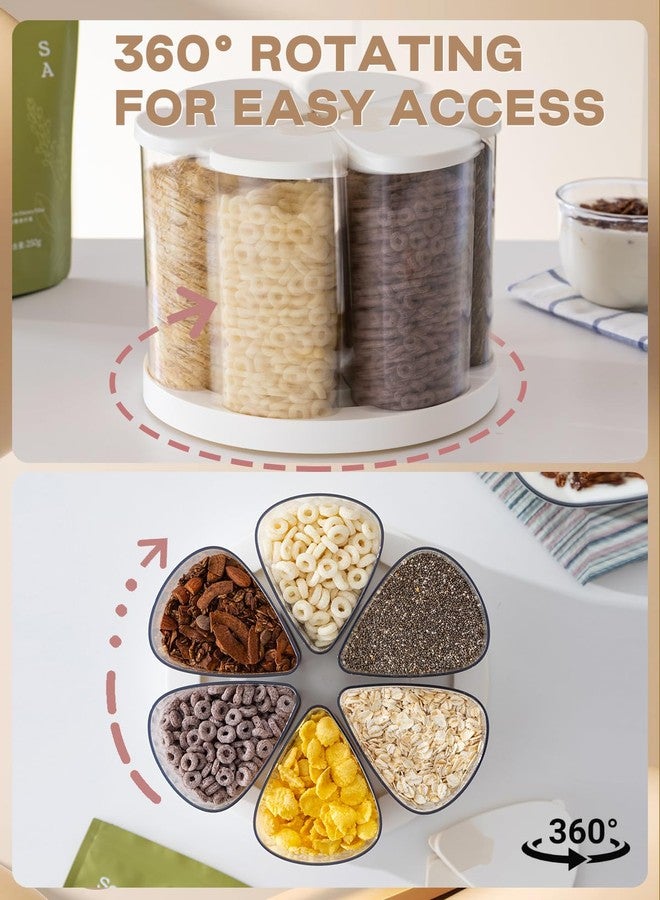 موزع أرز LivLab Mker سعة 5-10 أرطال - موزع حبوب دوار يُوضع على سطح المطبخ - حاويات تخزين طعام صغيرة بأغطية، مصنوعة من مادة PET خالية من مادة BPA، تحتوي على 6 أقسام، مناسبة للشوفان ورقائق الذرة والدقيق - Image 3